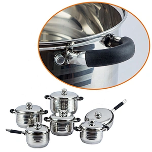 home kitchen appliance 12pcs Stainless Steel pot non stick cookware set with silicone handles