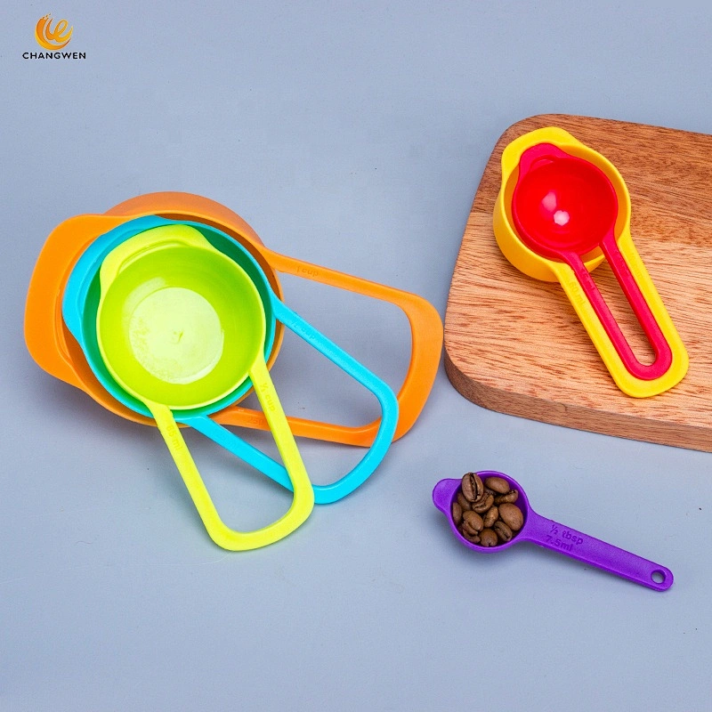 Kitchen 6-piece Plastic Coffee Measuring Cup Adjustable Baking Colorful Measuring Spoon Set