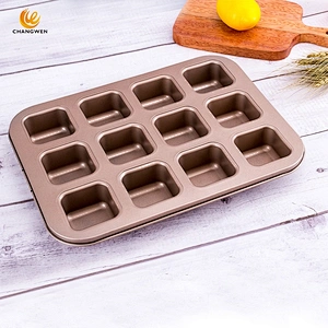 Non stick carbon steel champagne gold bakeware 12 cup Square Lattice Chocolate Cake Mold Brownie Baking Pan