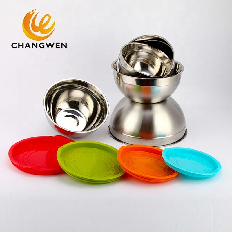 Stainless steel mixing bowls with silicone cover