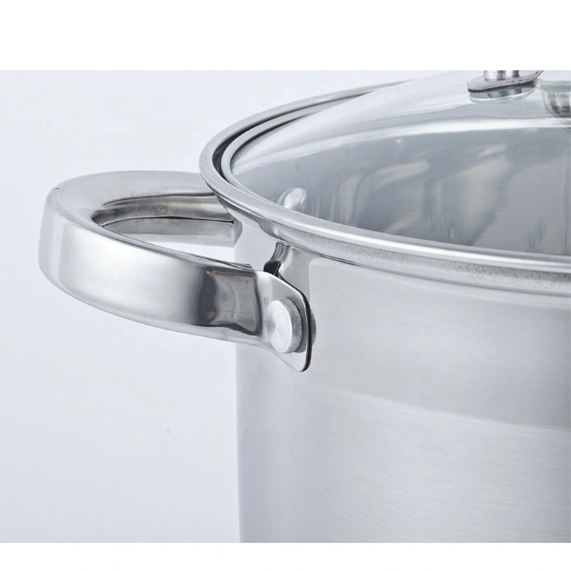 German style industrial the palm cooking pot stainless steel cookware kitchenware single sauce Pot with glass lid