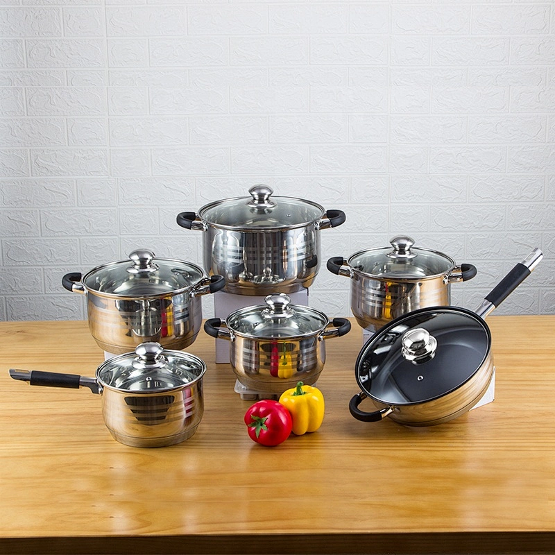 12 piece high quality Saucepan stainless steel cookware sets nonstick cook ware