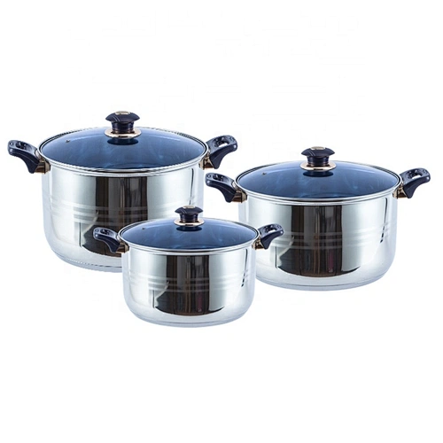 Kitchen accessories metal casserole cooking pots stainless steel 6pcs cookware set