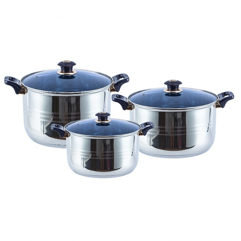 Kitchen accessories metal casserole cooking pots stainless steel 6pcs cookware set