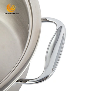 kitchen cooking double handle stainless steel cookware set with lids