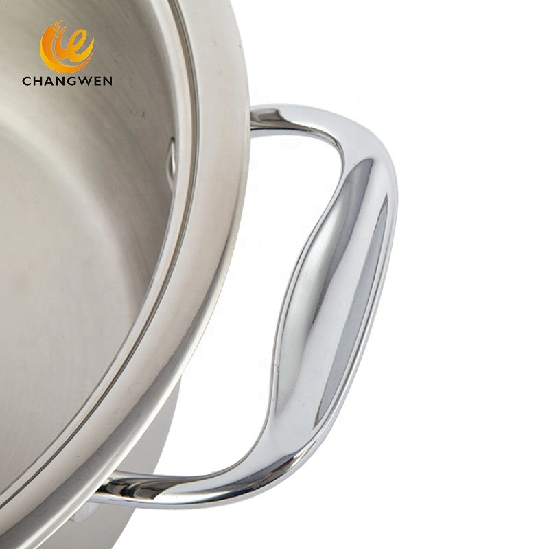 kitchen cooking double handle stainless steel cookware set with lids