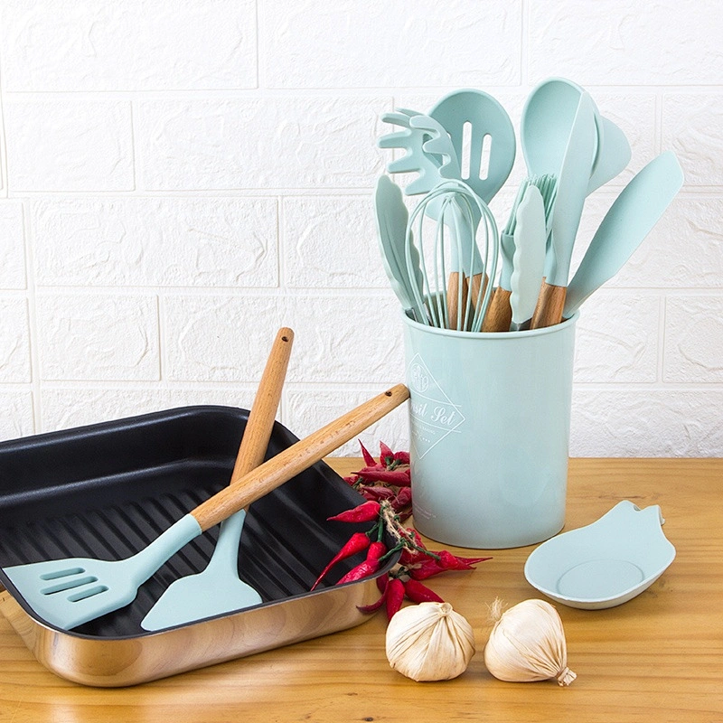 Best gadget kitchen cooking tools camping 11 pieces silicone handle kitchen utensil set