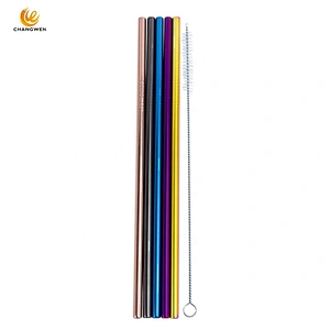 Eco Friendly straight reusable 18/8 stainless steel metal drinking straw with Customized Logo