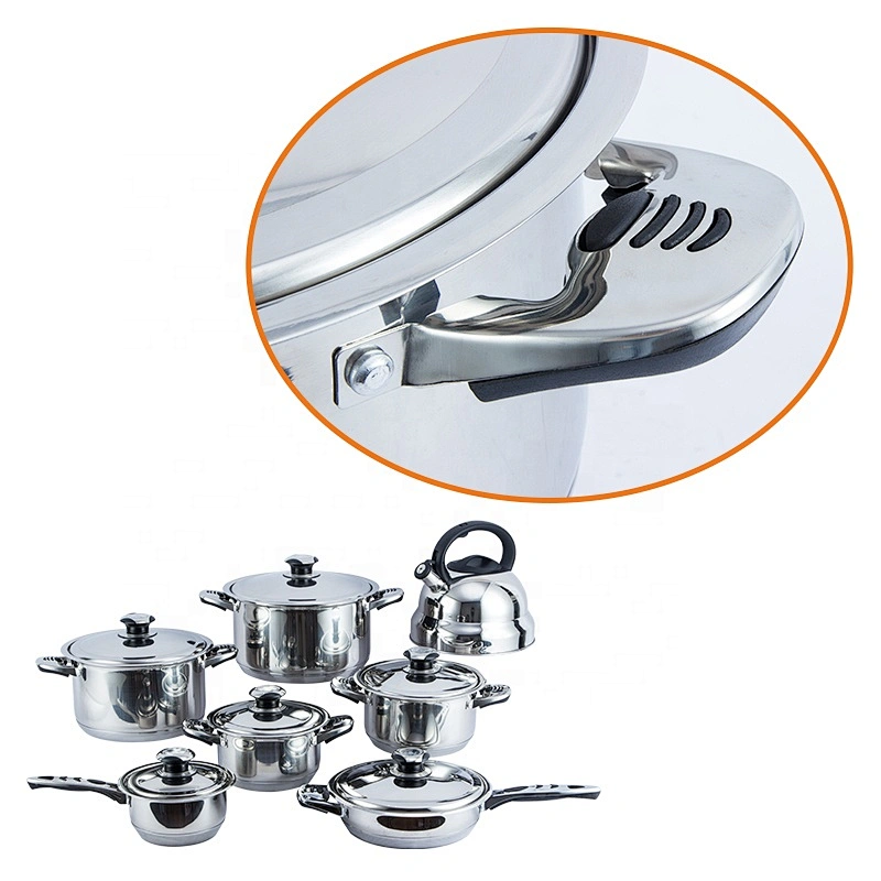 New style 14pcs double handle cookware set surgical stainless steel happy baron cookware set
