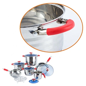 12 pcs Kitchen Cookware Stainless Steel cookware set with glass lid