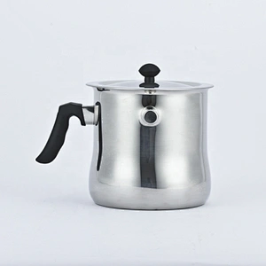 Black bakelite handle whistle pot stainless steel milk boiling pot double wall whistling milkpot