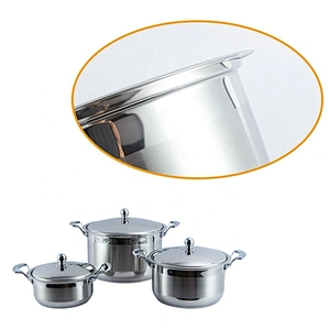 high quality big pot set 6pcs stainless steel cookware set Wide edge cookware