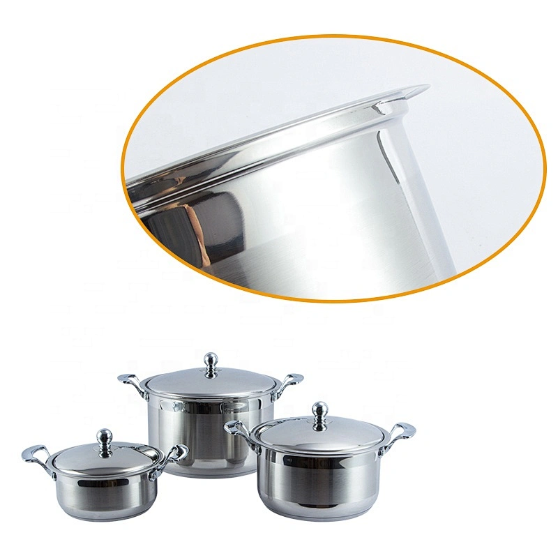 high quality big pot set 6pcs stainless steel cookware set Wide edge cookware