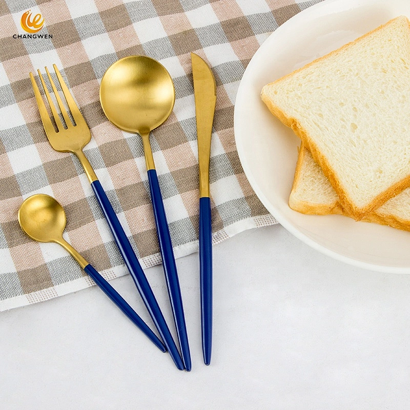 Factory Price 4pcs gold cutlery set stainless steel flatware set with knife fork spoon