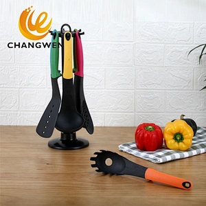 Camping cookware kitchen utensil 6pcs nylon kitchen tools with silicone handle
