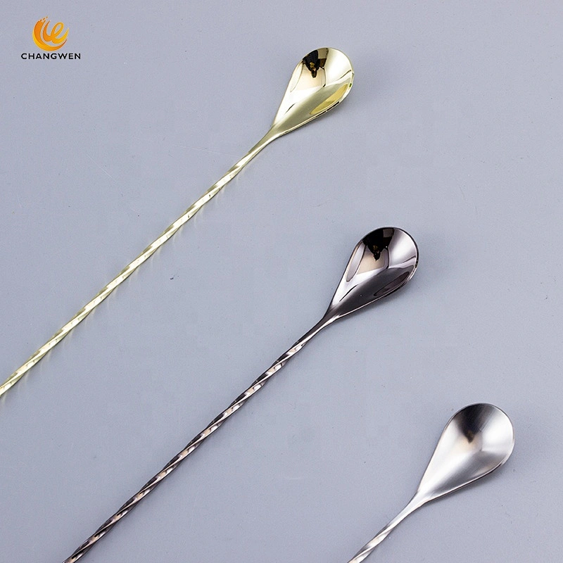High Quality Colorful long handle Bar Stirrer Spoon Stainless Steel Cocktail Barspoon