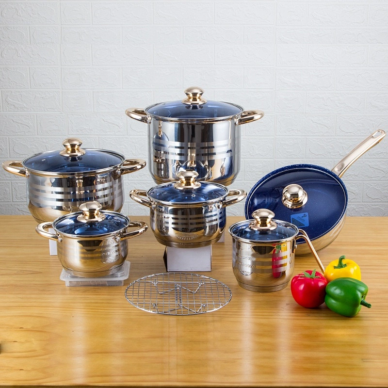 Hot sale 13pcs surgical stainless steel induction kitchen cookware set cooking pot