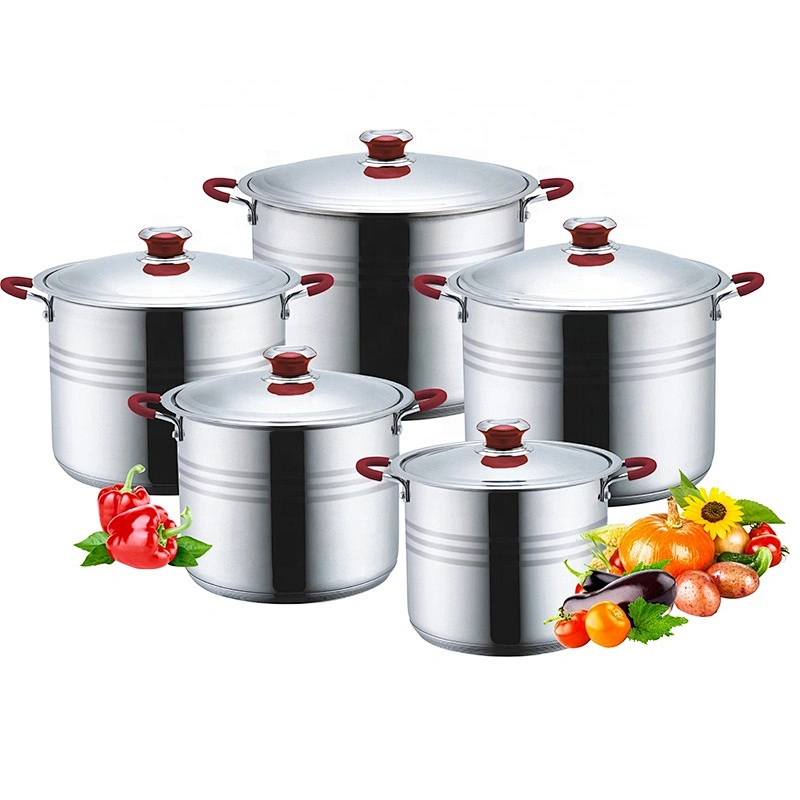 Kitchen appliances 10pcs stainless steel straight shape casserole set cookware & stock &cooking pot set