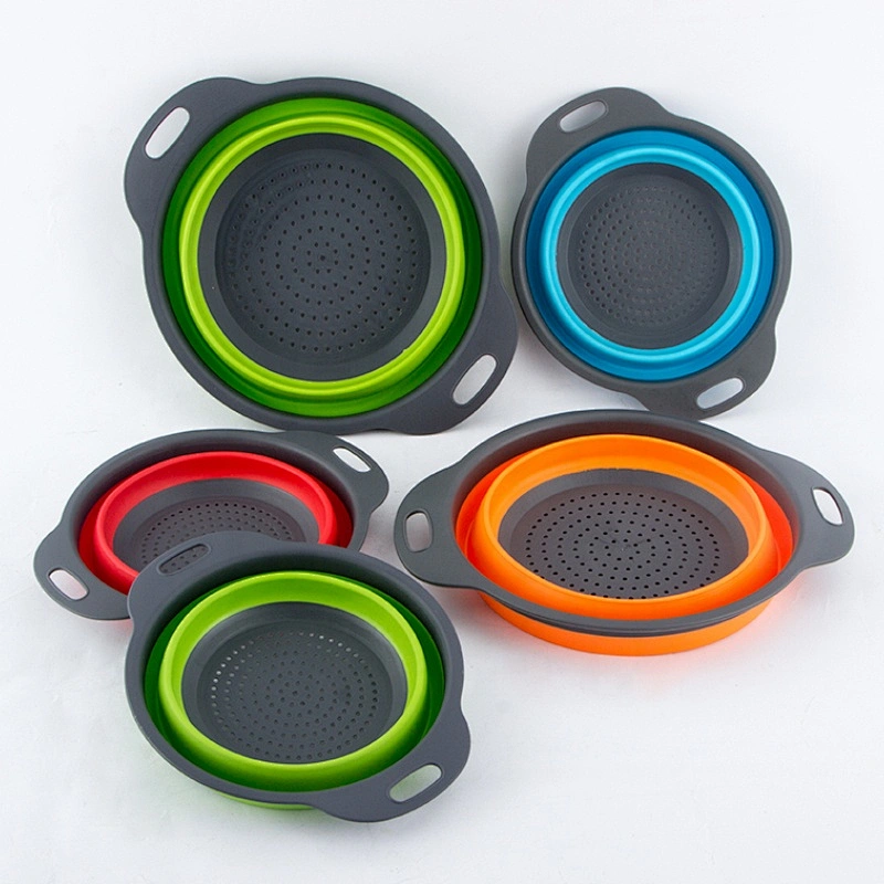 New Design Folding fruit vegetable Filter water Basket 100% Food Grade Silicone Basket for kitchen