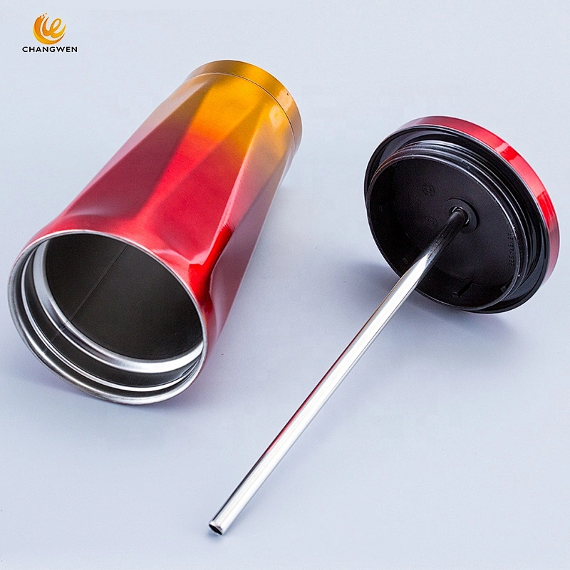 Wholesale 500ml Colorful Diamond Shape Gradient Drinking Cup Coffee Mugs Stainless Steel Water Tumbler with Straw
