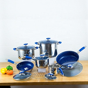 In stock hot Wholesale nonstick kitchenware 13 Pcs Stainless Steel Cookware Set