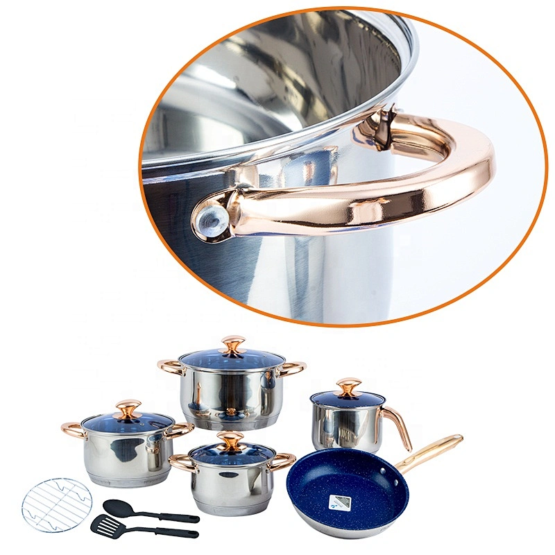 12PCS Kitchen Cooks Cookware Pan Stainless Steel Cookware with Kitchenware Tools