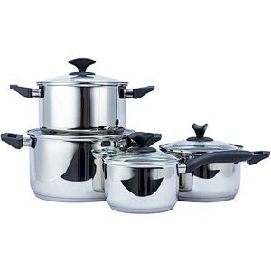 6pcs/8pcs/10pcs stainless steel cookware set cooking pot with glass lid