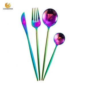 Hot selling on Amazon Portable Flatware spoon and fork stainless steel blue travel Cutlery Set