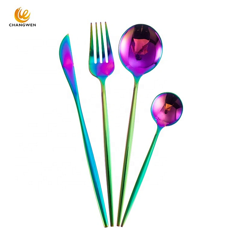Hot selling on Amazon Portable Flatware spoon and fork stainless steel blue travel Cutlery Set