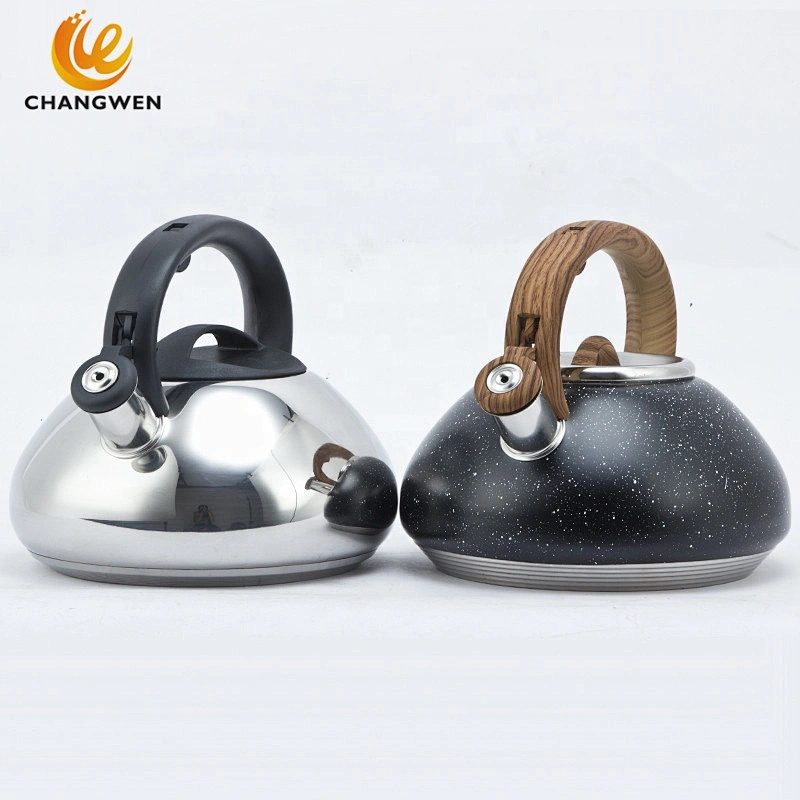 Thickened bottom heavy stainless steel Whistling Kettle with Wood pattern nylon handle