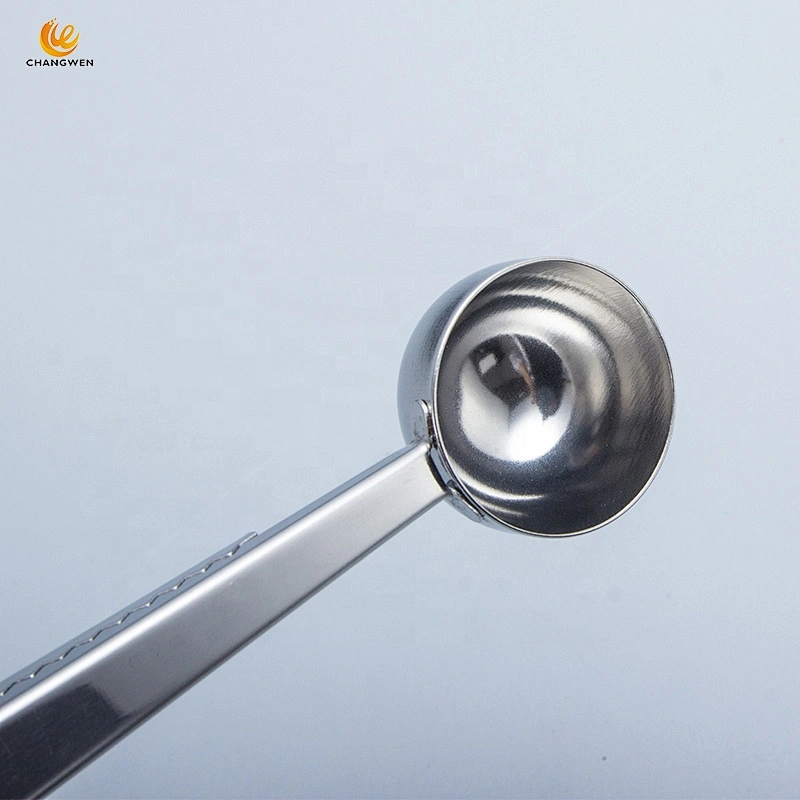 multi function coffee bean measuring scoop long handle tea spoon stainless steel coffee scoops with bag clip
