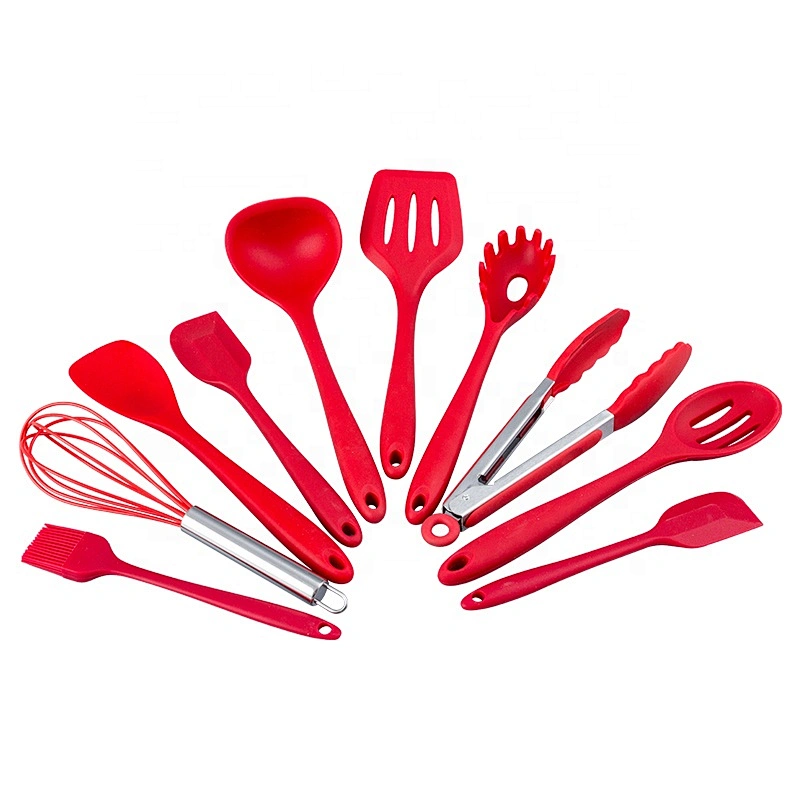 Heat Resistant Food Grade Gadget Reusable 10 pcs Silicone Kitchen Accessories Cooking Utensil Set