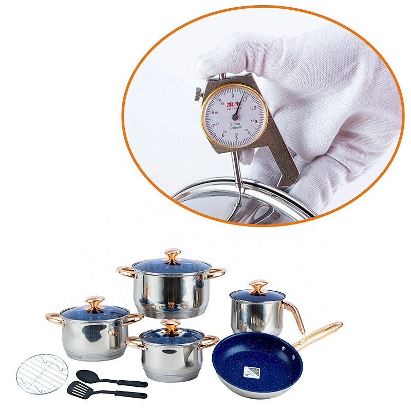 12PCS Kitchen Cooks Cookware Pan Stainless Steel Cookware with Kitchenware Tools