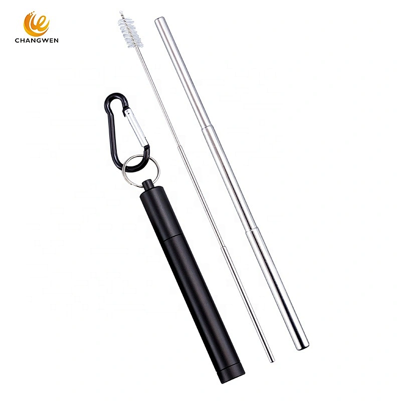 Hot sale Reusable Portable color straw Stainless Steel Foldable Telescopic Drinking Straws