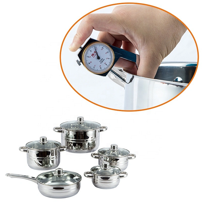 Hot sale high quality stainless steel 10 piece kitchen cookware set with glass lid
