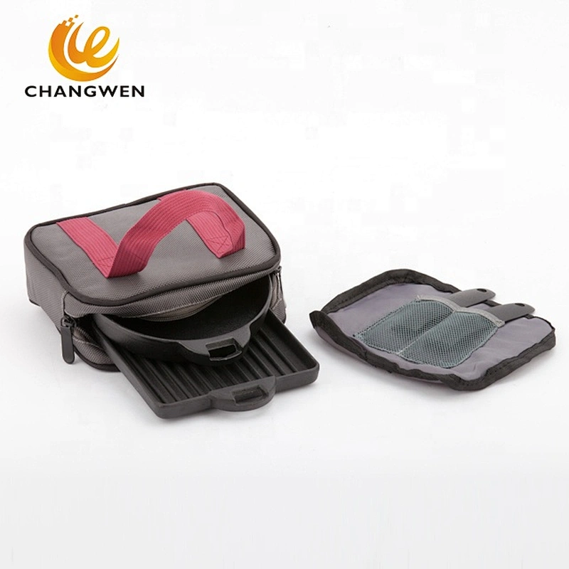 Square frying pan cast iron frypan set with detachable handle