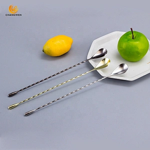 High Quality Colorful long handle Bar Stirrer Spoon Stainless Steel Cocktail Barspoon
