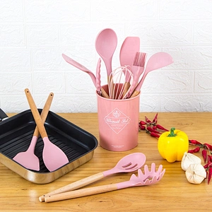 Best gadget kitchen cooking tools camping 11 pieces silicone handle kitchen utensil set