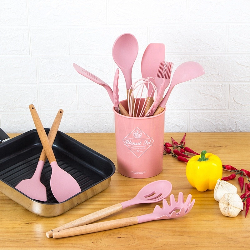 Best gadget kitchen cooking tools camping 11 pieces silicone handle kitchen utensil set