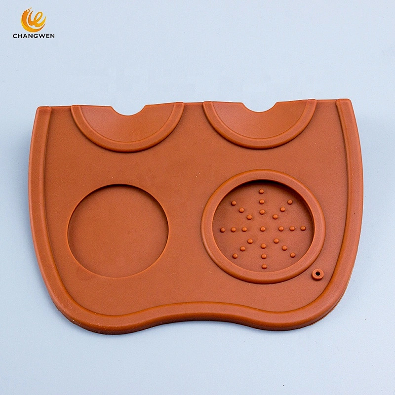 Custom logo high quality brown/black Coffee tools non-slip silicone coffee corner tamping mat