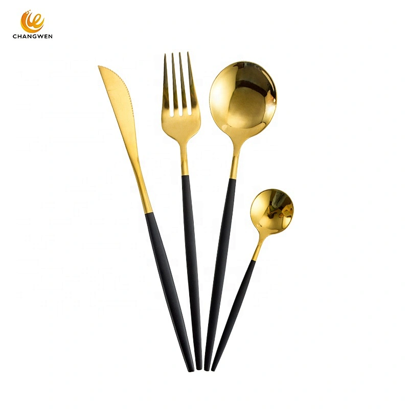 Factory Price 4pcs gold cutlery set stainless steel flatware set with knife fork spoon