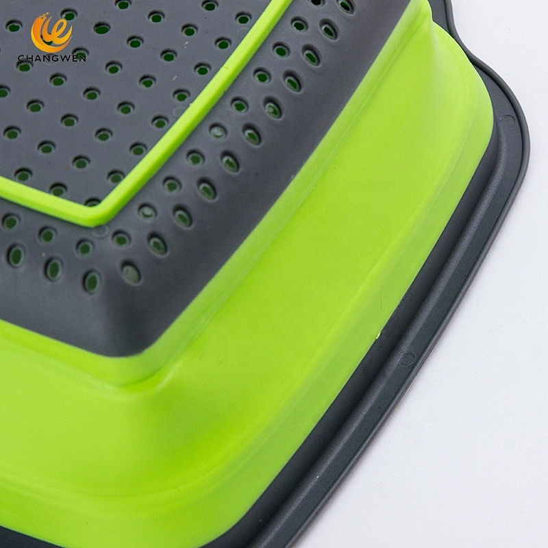 2 sizes Square Foldable Silicone Filter Water Basket Fruit Vegetable Water Draining Basket
