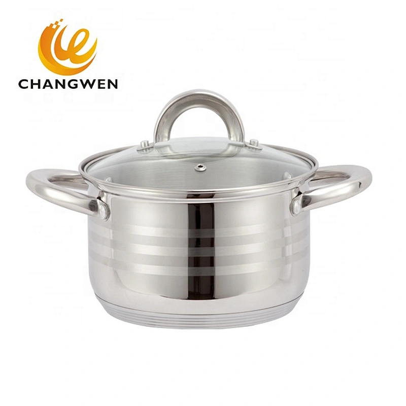 Classic 6pcs 8pcs 10pcs 12pcs Capsule bottom Satin Polish cooking pot set surgical steel cookware with metal lid