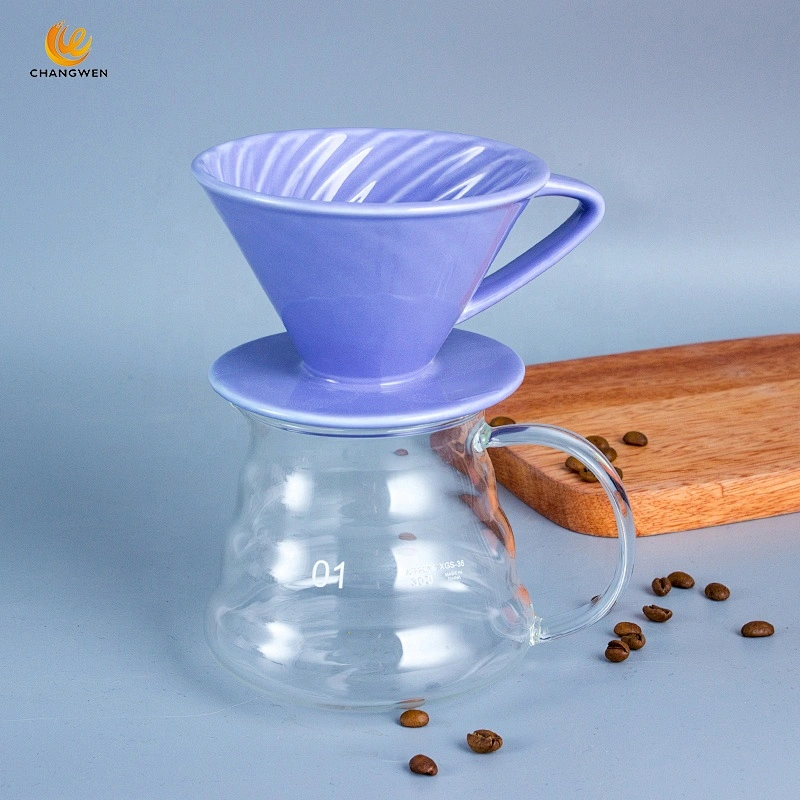 Wholesale color Ceramic  filter V shape pour over v60 coffee dripper with cup stand