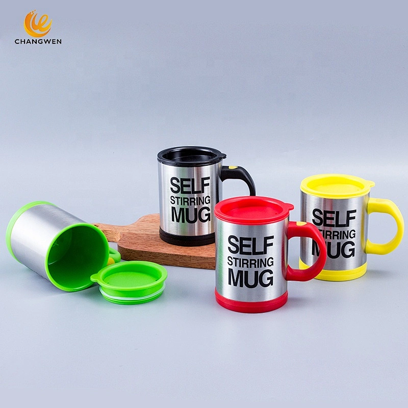 Office Home 14oz 400ml Double Wall Stainless Steel Lazy Self Stirring Mug Auto Mixing Coffee Cup
