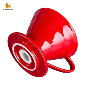 Wholesale Custom Reusable Dripper Water Filter V60 Red Ceramic Coffee Dripper