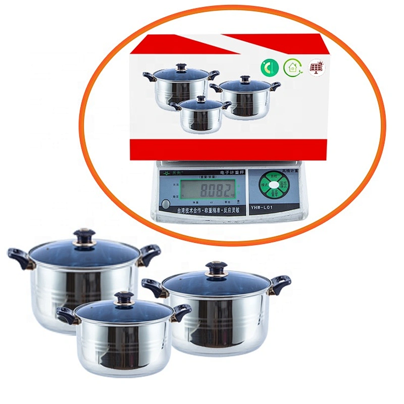 Kitchen accessories metal casserole cooking pots stainless steel 6pcs cookware set