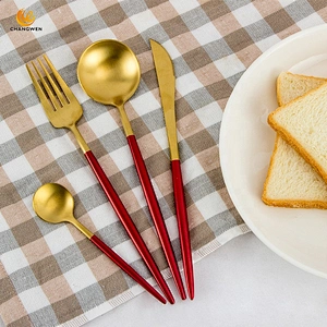 Factory Price 4pcs gold cutlery set stainless steel flatware set with knife fork spoon