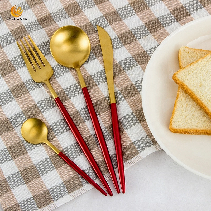 Factory Price 4pcs gold cutlery set stainless steel flatware set with knife fork spoon