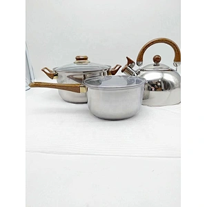 Italia hot selling belly shaped saladmaster ss cookware set stainless steel 14pcs kitchen cookware with wooden handle
